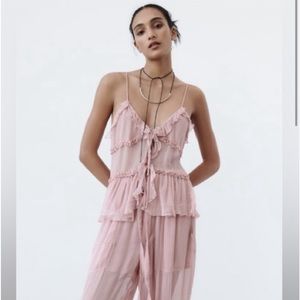 Viral Zara sheer top in pink. Sold out. Never worn